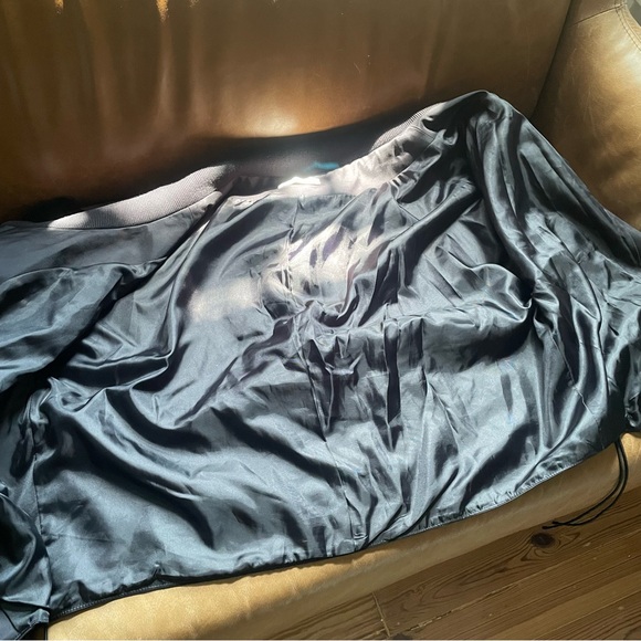 Adeam luxe bomber style cinched ties jacket w embroidery stitching black white - Picture 7 of 13